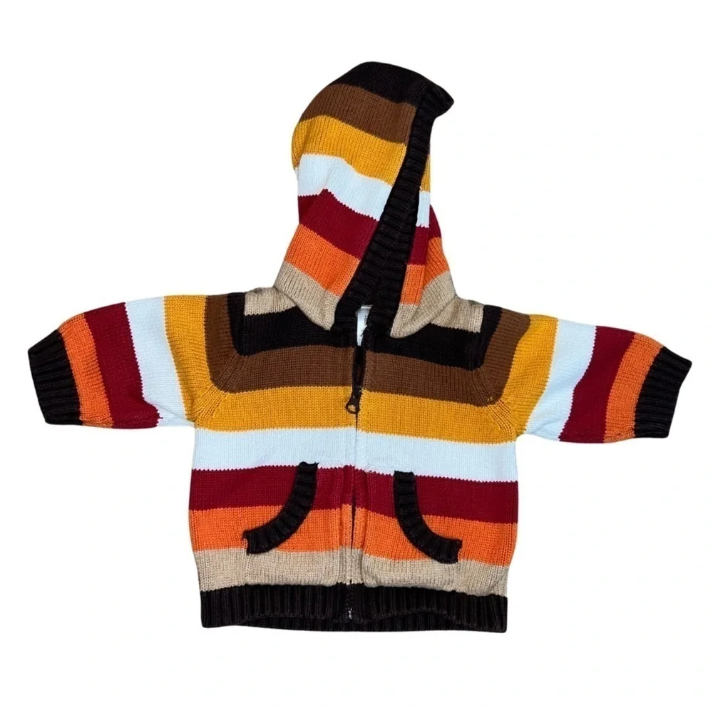 GAP Autumn Striped Zipper Sweater (0-3 mos)